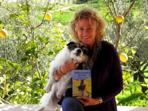 Marjory McGinn, her dog Wallace and her debut book